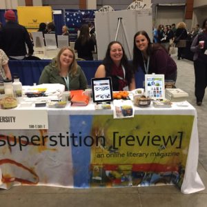 Superstition Review table at the AWP writers' conference