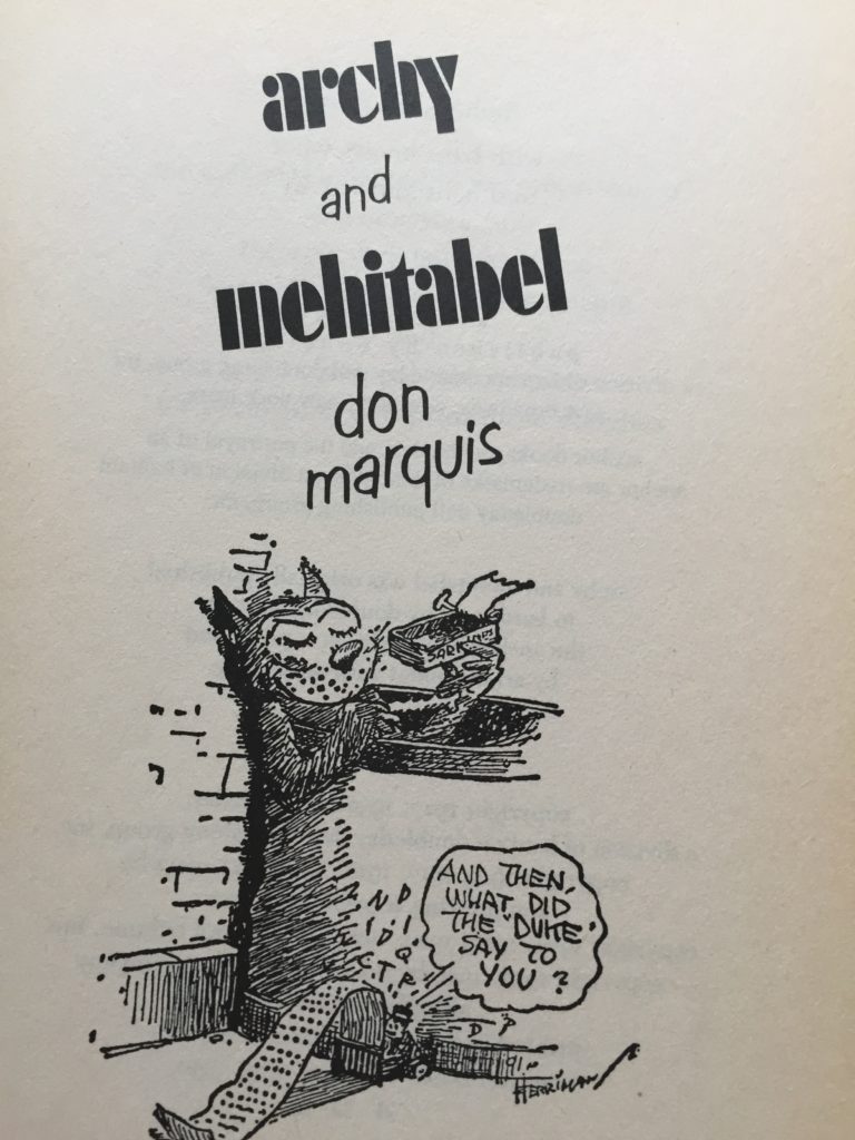 The cover to "archy and mehitabel."