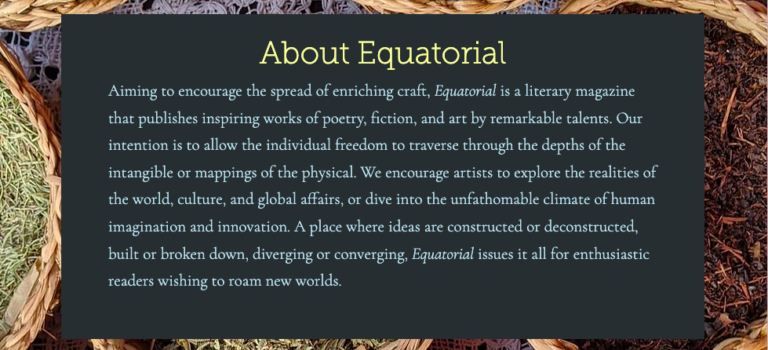Undergraduate Submissions Needed for Equatorial Literary Magazine